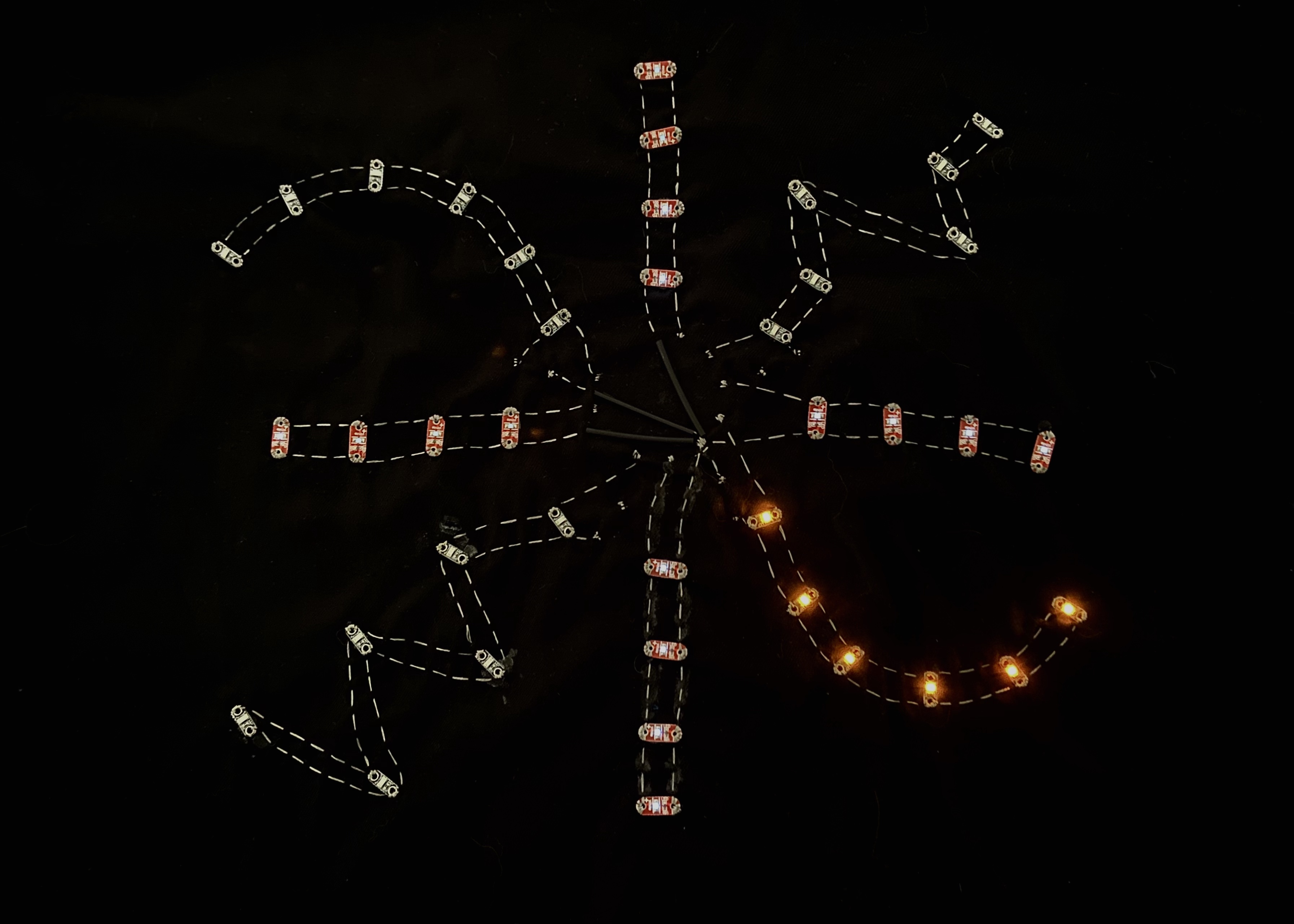 jacket close-up, yellow lights on