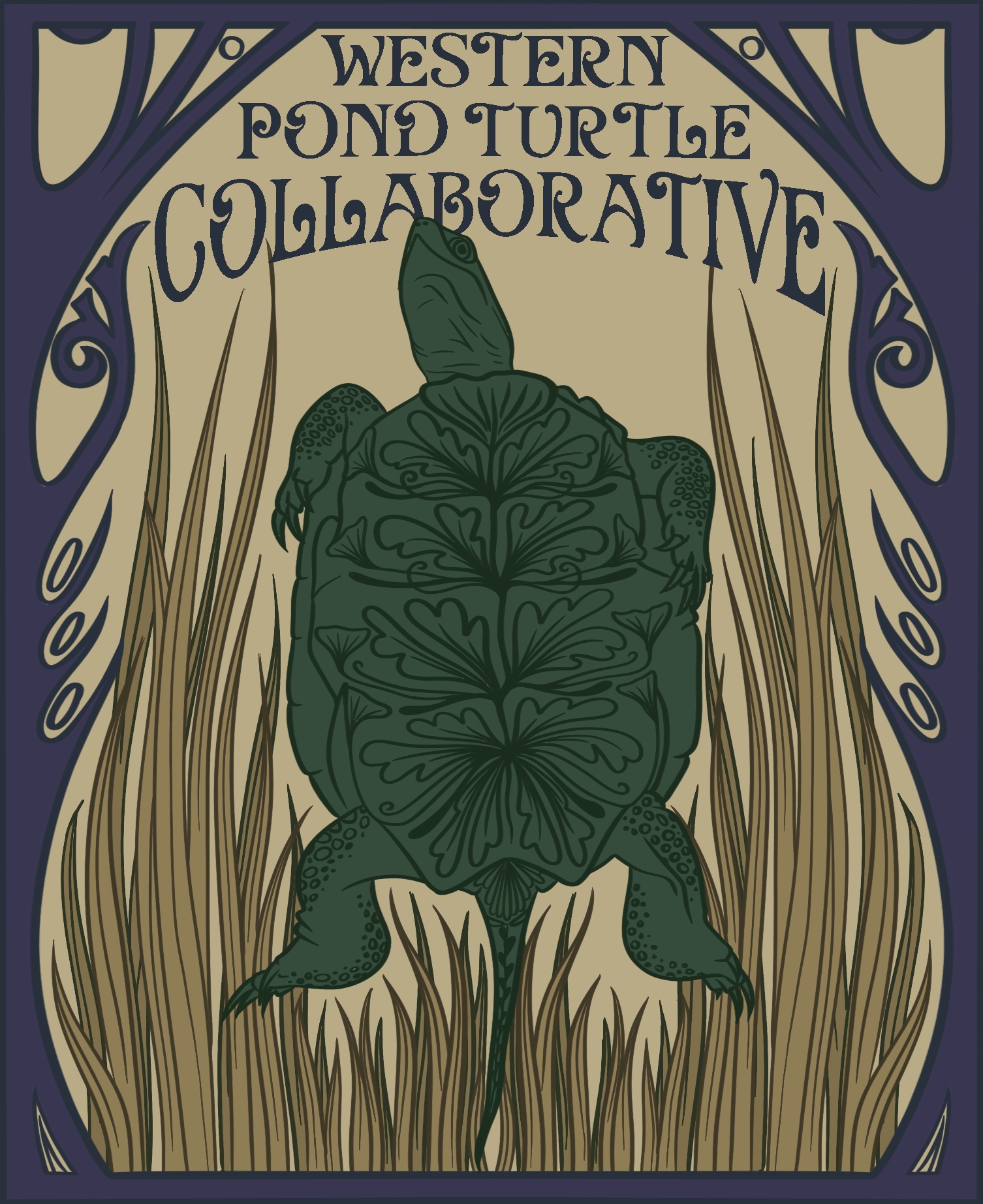 art nouveau style turtle poster/print design